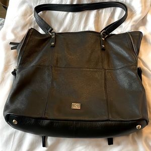 Large Kooba black leather tote w/ gold hardware